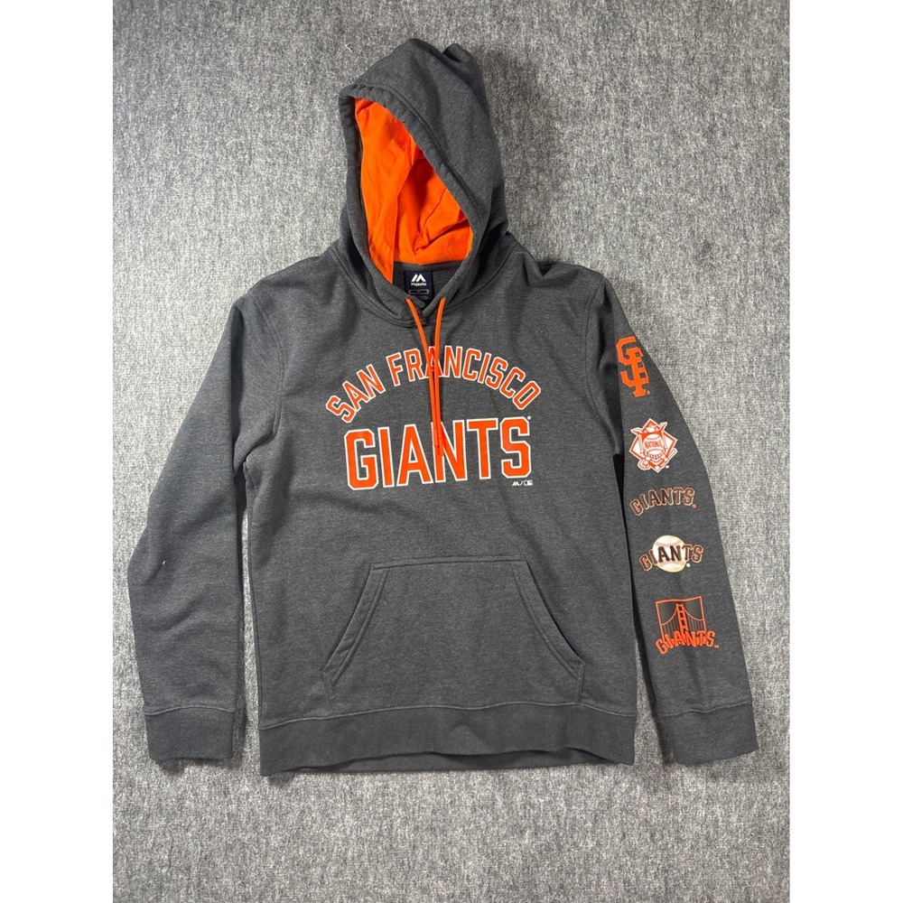 Majestic Mens San Francisco Giants‎ MLB Hoodie Charcoal Grey Orange Size M